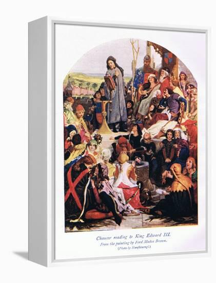 Chaucer Reading to King Edward III-Ford Madox Brown-Framed Premier Image Canvas