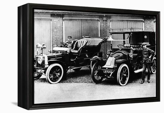 Chauffeurs with a 1906 Daimler and Renault, C1906-null-Framed Premier Image Canvas