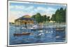 Chautauqua Lake, New York - Bemus Point, View of Casino and Beach-Lantern Press-Mounted Art Print