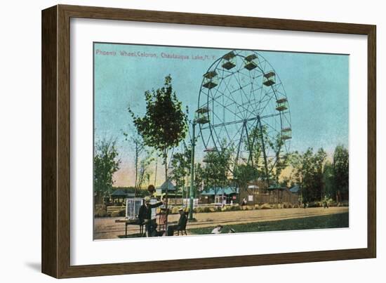 Chautauqua Lake, New York - Celoron Park; View of Phoenix Ferris Wheel-Lantern Press-Framed Premium Giclee Print