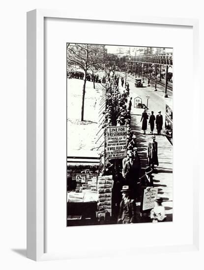 Cheap Food Line at Bryant Park, New York, During the Great Depression, 1931-null-Framed Giclee Print