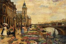 A Flower Market on the Seine-Checa y Sanz Ulpiano-Giclee Print