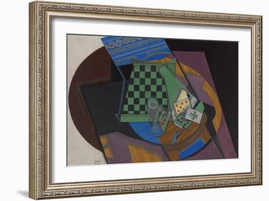 Checkerboard and Playing Cards, 1915-Juan Gris-Framed Giclee Print