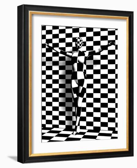 Checkered Woman on the Checkered Wall-vitanovski-Framed Photographic Print