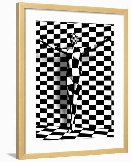 Checkered Woman on the Checkered Wall-vitanovski-Framed Photographic Print