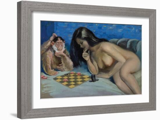 Checkers with a Monkey-Peter Driben-Framed Art Print