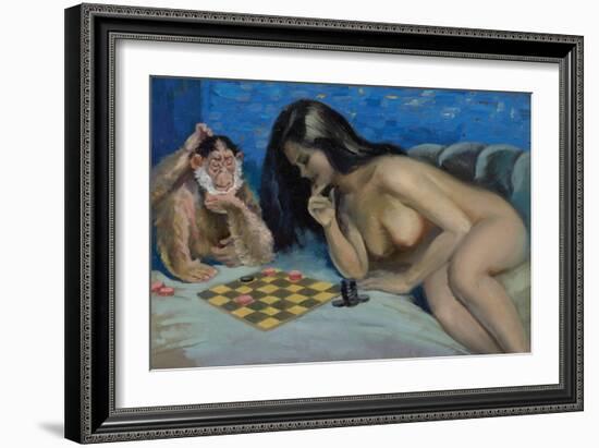 Checkers with a Monkey-Peter Driben-Framed Art Print