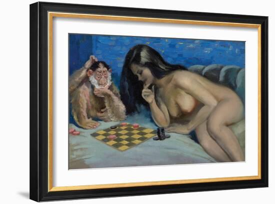 Checkers with a Monkey-Peter Driben-Framed Art Print