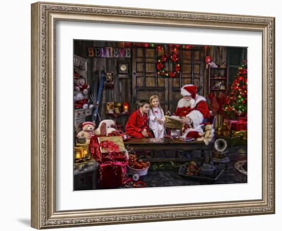 Checking His List Boys and Girls-Santa’s Workshop-Framed Giclee Print