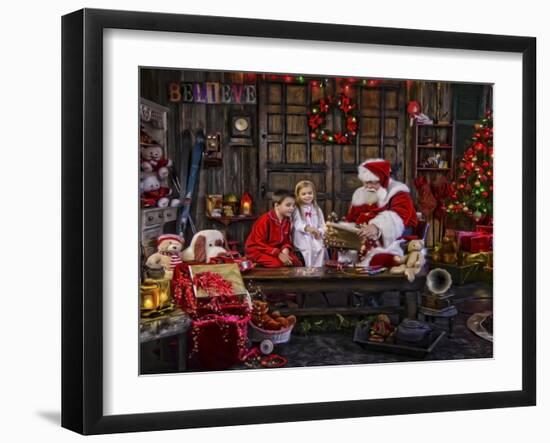 Checking His List Boys and Girls-Santa’s Workshop-Framed Giclee Print