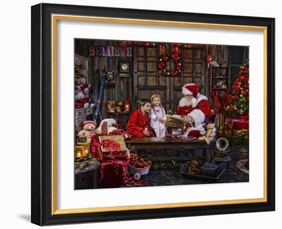 Checking His List Boys and Girls-Santa’s Workshop-Framed Giclee Print