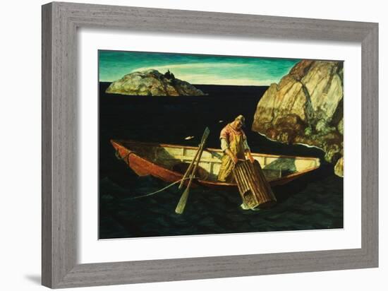 Checking the Traps, (Oil on Panel)-Newell Convers Wyeth-Framed Giclee Print