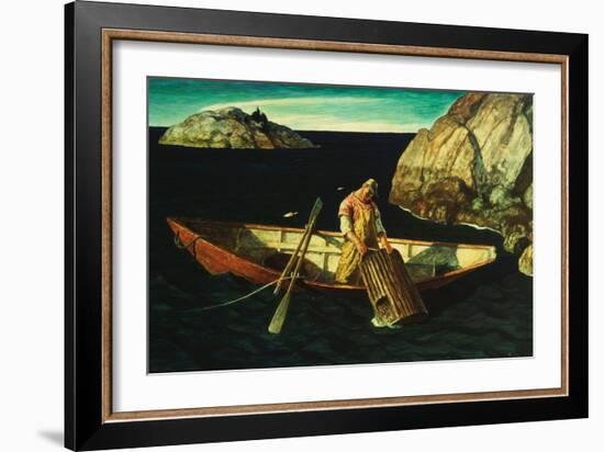 Checking the Traps, (Oil on Panel)-Newell Convers Wyeth-Framed Giclee Print