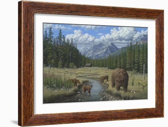 Checking Things Out - Grizzlies-Robert Wavra-Framed Giclee Print