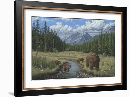 Checking Things Out - Grizzlies-Robert Wavra-Framed Giclee Print