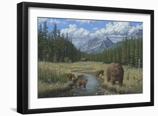 Checking Things Out - Grizzlies-Robert Wavra-Framed Giclee Print