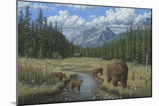 Checking Things Out - Grizzlies-Robert Wavra-Mounted Giclee Print