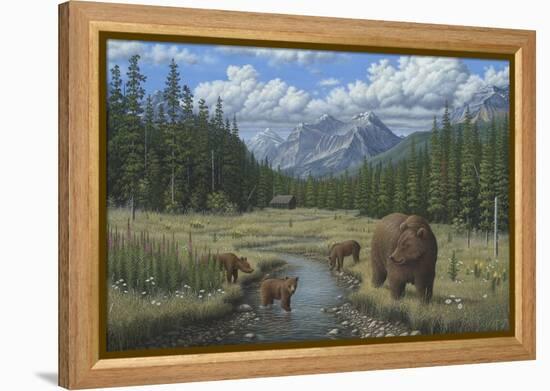 Checking Things Out - Grizzlies-Robert Wavra-Framed Premier Image Canvas