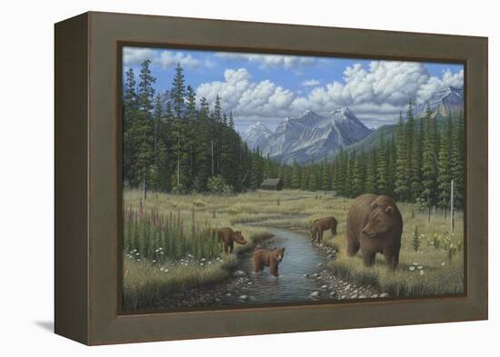 Checking Things Out - Grizzlies-Robert Wavra-Framed Premier Image Canvas