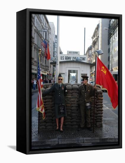Checkpoint Charlie Reconstruction, Berlin, Germany-null-Framed Premier Image Canvas