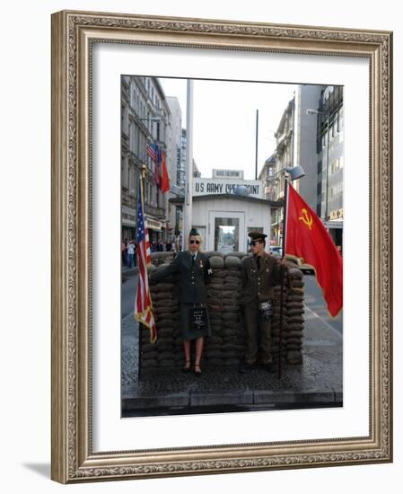 Checkpoint Charlie Reconstruction, Berlin, Germany-null-Framed Photographic Print