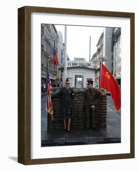 Checkpoint Charlie Reconstruction, Berlin, Germany-null-Framed Photographic Print