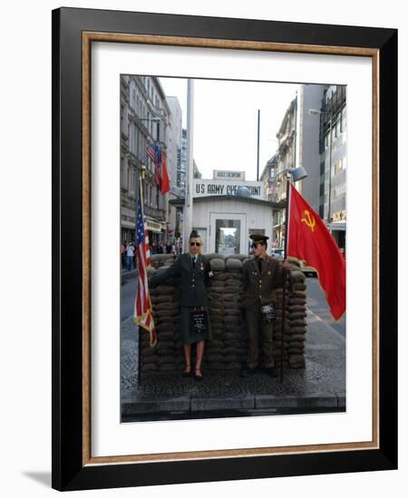 Checkpoint Charlie Reconstruction, Berlin, Germany-null-Framed Photographic Print