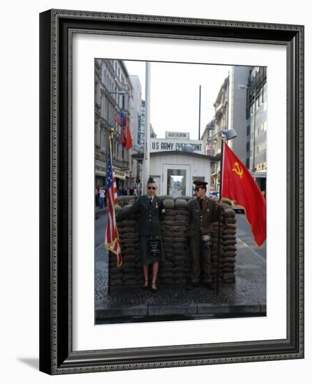 Checkpoint Charlie Reconstruction, Berlin, Germany-null-Framed Photographic Print