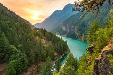 Scene over Diablo Lake When Sunrise in the Early Morning in North Cascade National Park,Wa,Usa-Checubus-Photographic Print