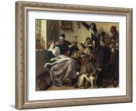Cheerful Party (The Family of the Painter), about 1657-Jan Havicksz. Steen-Framed Giclee Print