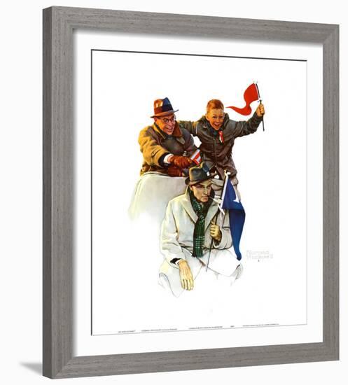 Cheering the Champs-Norman Rockwell-Framed Art Print