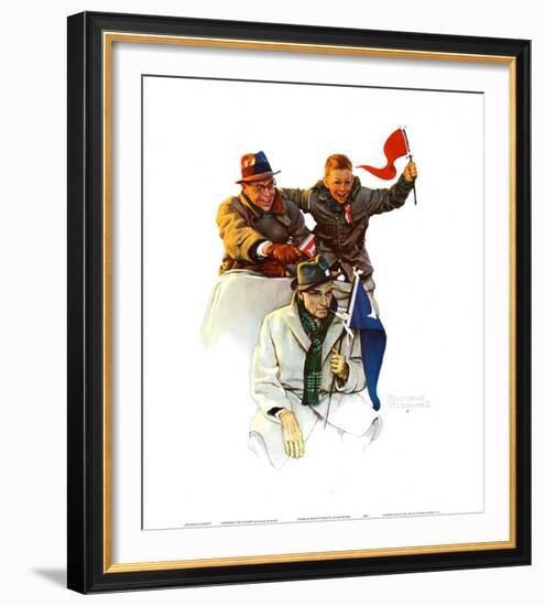 Cheering the Champs-Norman Rockwell-Framed Art Print