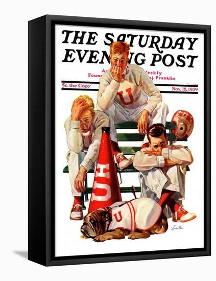 "Cheerleaders after Lost Game," Saturday Evening Post Cover, November 18, 1939-Lonie Bee-Framed Premier Image Canvas
