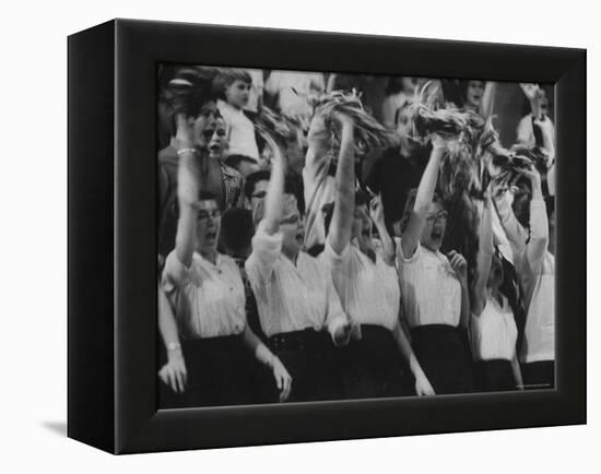 Cheerleaders at Sharon Springs Basketball Game-George Silk-Framed Premier Image Canvas