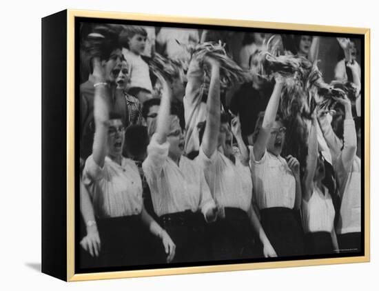 Cheerleaders at Sharon Springs Basketball Game-George Silk-Framed Premier Image Canvas