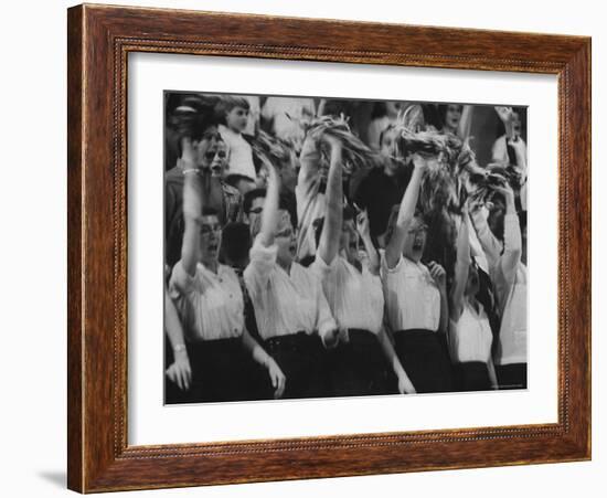 Cheerleaders at Sharon Springs Basketball Game-George Silk-Framed Photographic Print