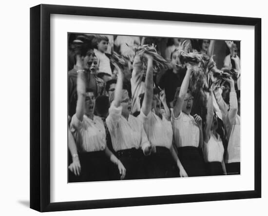 Cheerleaders at Sharon Springs Basketball Game-George Silk-Framed Photographic Print