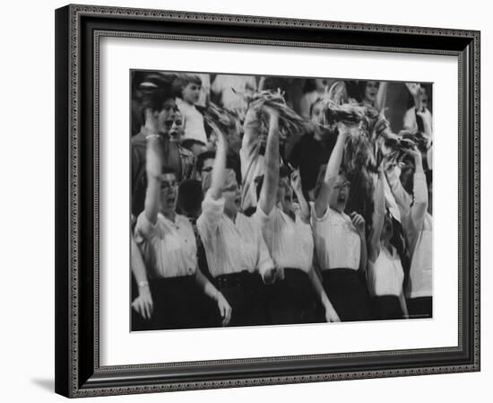 Cheerleaders at Sharon Springs Basketball Game-George Silk-Framed Photographic Print