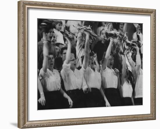 Cheerleaders at Sharon Springs Basketball Game-George Silk-Framed Photographic Print