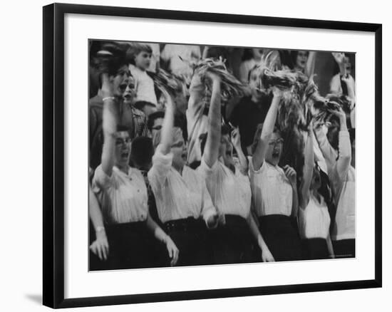 Cheerleaders at Sharon Springs Basketball Game-George Silk-Framed Photographic Print