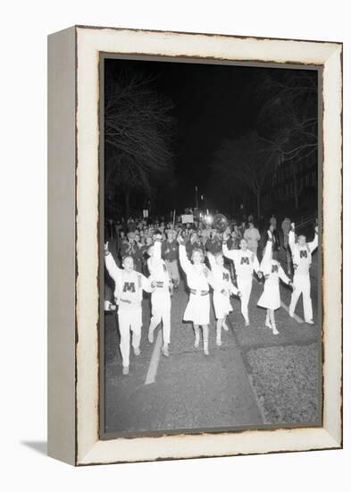 Cheerleaders at the Minnesota- Iowa Game, Minneapolis, Minnesota, November 1960-Francis Miller-Framed Premier Image Canvas