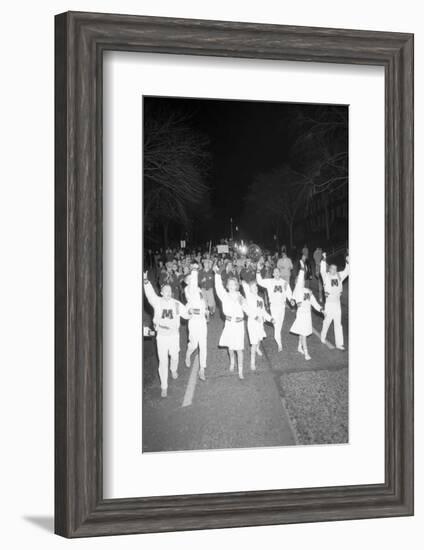 Cheerleaders at the Minnesota- Iowa Game, Minneapolis, Minnesota, November 1960-Francis Miller-Framed Photographic Print