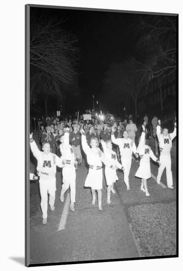 Cheerleaders at the Minnesota- Iowa Game, Minneapolis, Minnesota, November 1960-Francis Miller-Mounted Photographic Print