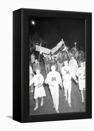 Cheerleaders at the Minnesota- Iowa Game, Minneapolis, Minnesota, November 1960-Francis Miller-Framed Premier Image Canvas