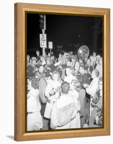 Cheerleaders at the Minnesota- Iowa Game, Minneapolis, Minnesota, November 1960-Francis Miller-Framed Premier Image Canvas