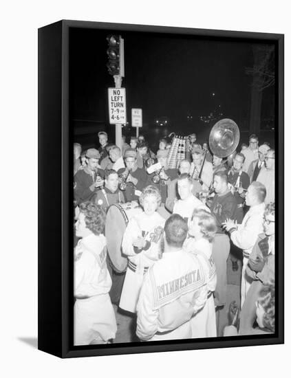 Cheerleaders at the Minnesota- Iowa Game, Minneapolis, Minnesota, November 1960-Francis Miller-Framed Premier Image Canvas