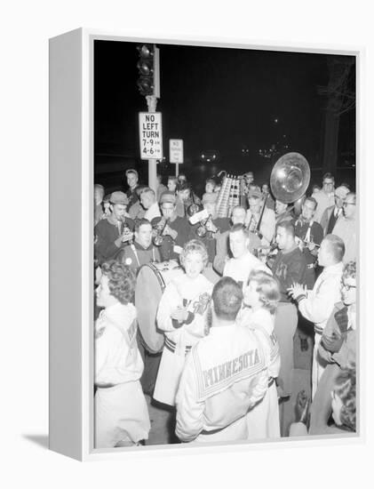 Cheerleaders at the Minnesota- Iowa Game, Minneapolis, Minnesota, November 1960-Francis Miller-Framed Premier Image Canvas