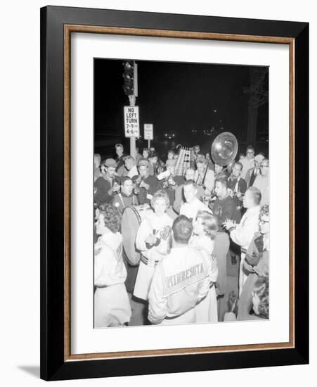 Cheerleaders at the Minnesota- Iowa Game, Minneapolis, Minnesota, November 1960-Francis Miller-Framed Photographic Print