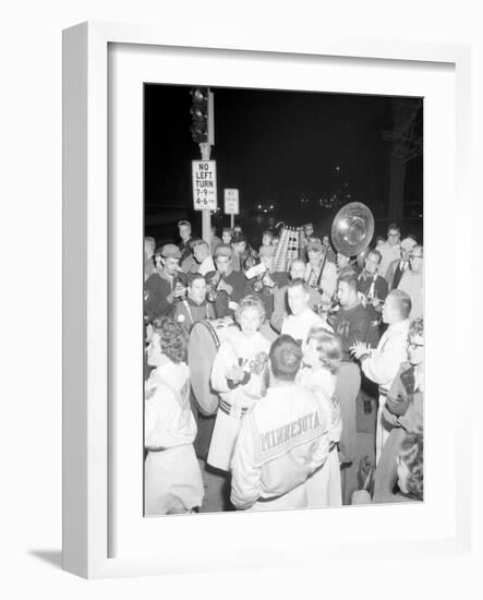 Cheerleaders at the Minnesota- Iowa Game, Minneapolis, Minnesota, November 1960-Francis Miller-Framed Photographic Print