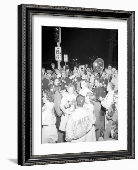 Cheerleaders at the Minnesota- Iowa Game, Minneapolis, Minnesota, November 1960-Francis Miller-Framed Photographic Print